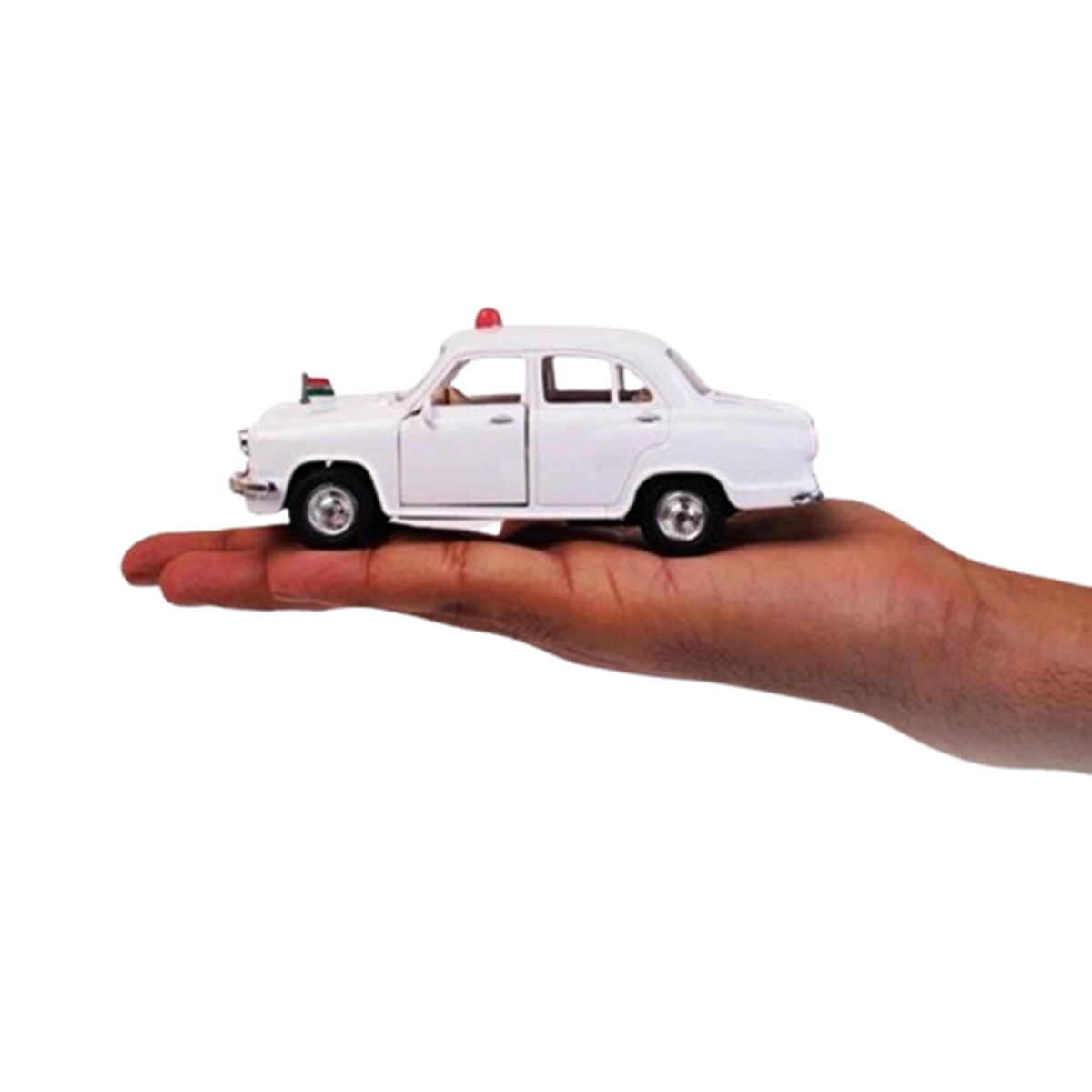 Pull back action mechanism of Ambassador VIP toy car being used by a child