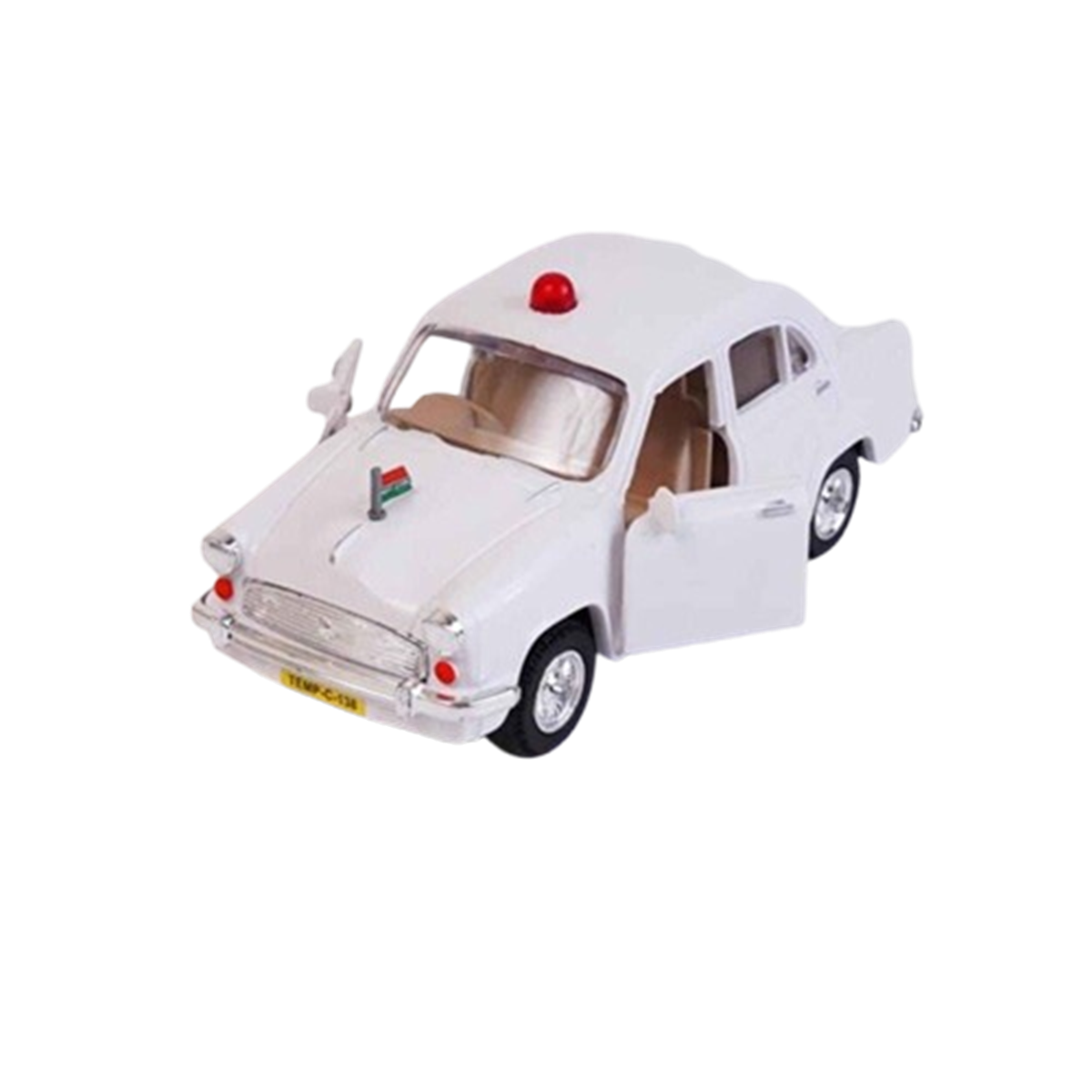 Ambassador toy car with openable front doors showing interior details