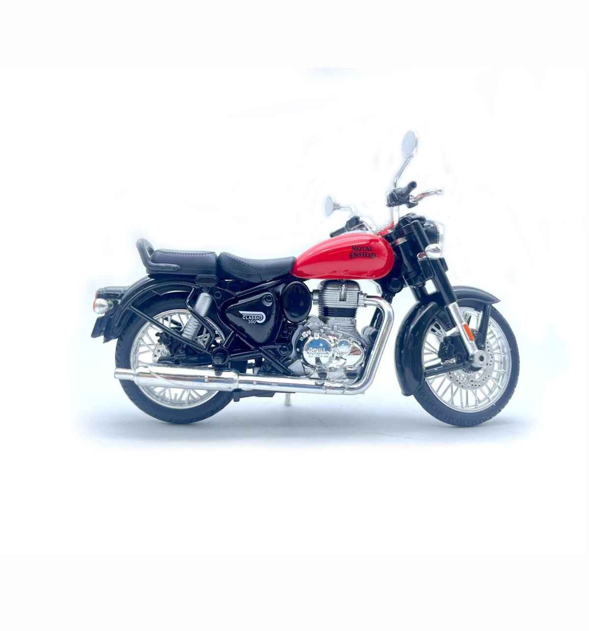 Army Green Royal Enfield Classic 350 model bike setup in single-seat mode, ready for off-road play.