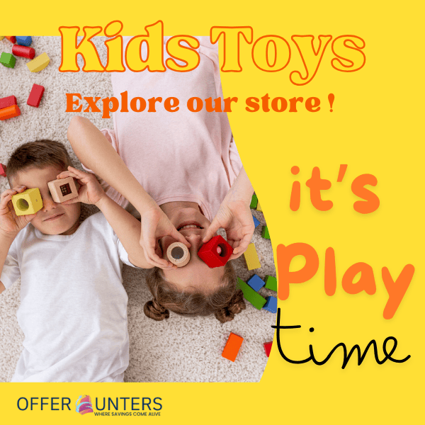 A smiling toddler holding durable Offerhunters toys for kids, demonstrating safe play and motor skill development.